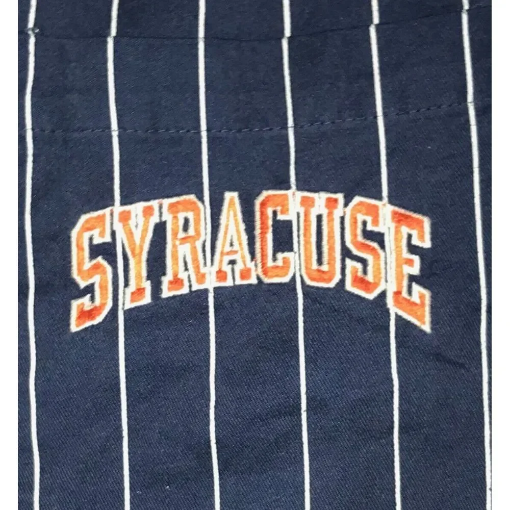Vtg Syracuse Orangemen Starter Men's Sz L Blue Pinstripe‎ Basketball Shorts Rare